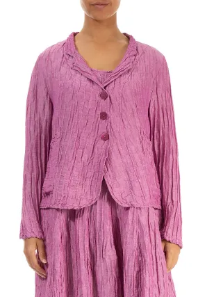 Short Crinkled Wild Berry Silk Linen Jacket