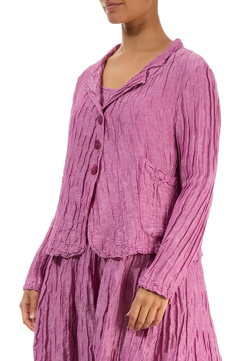 Short Crinkled Wild Berry Silk Linen Jacket