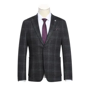 Single Breasted SLIM FIT Half Canvas Soft Jacket in Charcoal Plaid (Regular and Long Available) by Pelago