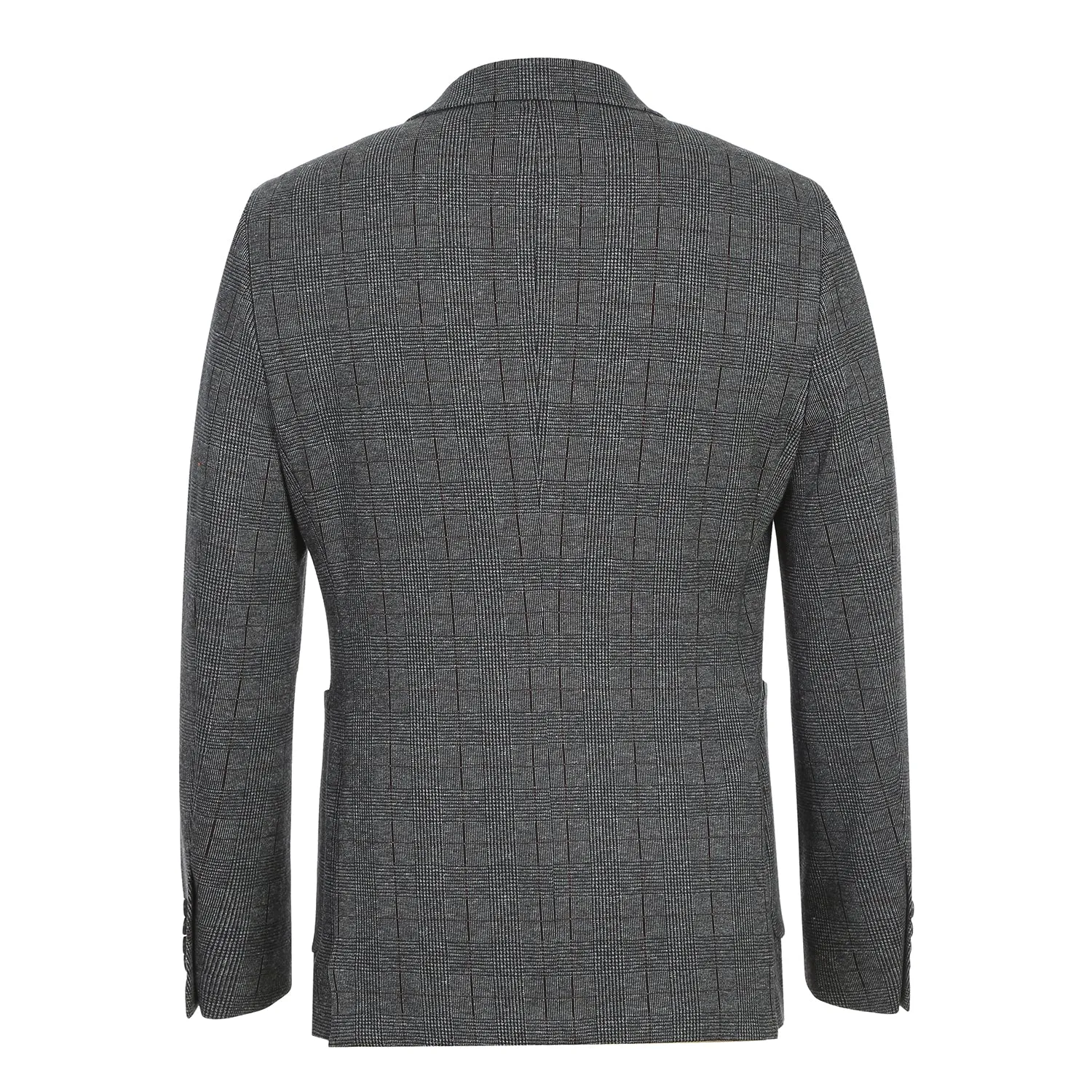 Single Breasted SLIM FIT Half Canvas Stretch Soft Jacket in Grey Plaid (Short, Regular, and Long Available) by Pelago