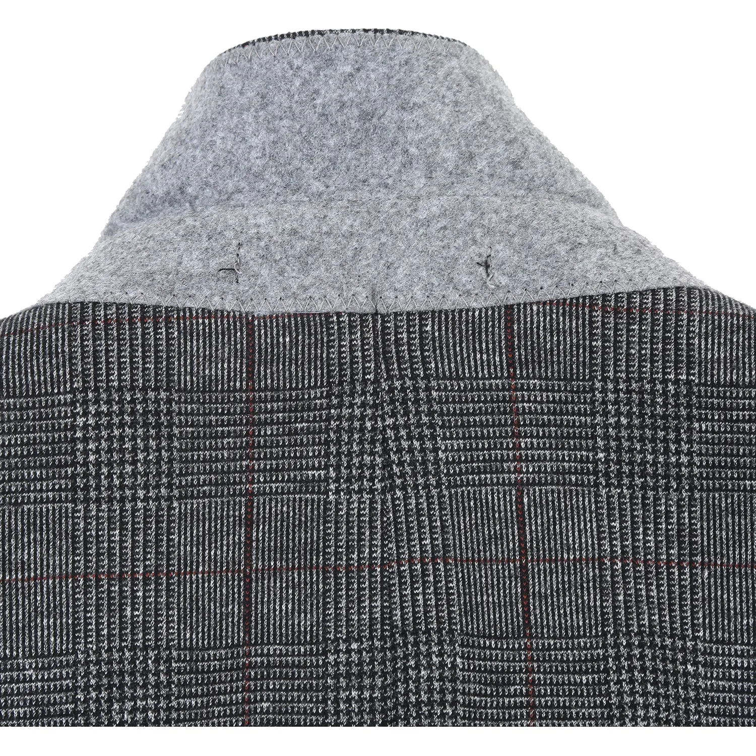 Single Breasted SLIM FIT Half Canvas Stretch Soft Jacket in Grey Plaid (Short, Regular, and Long Available) by Pelago