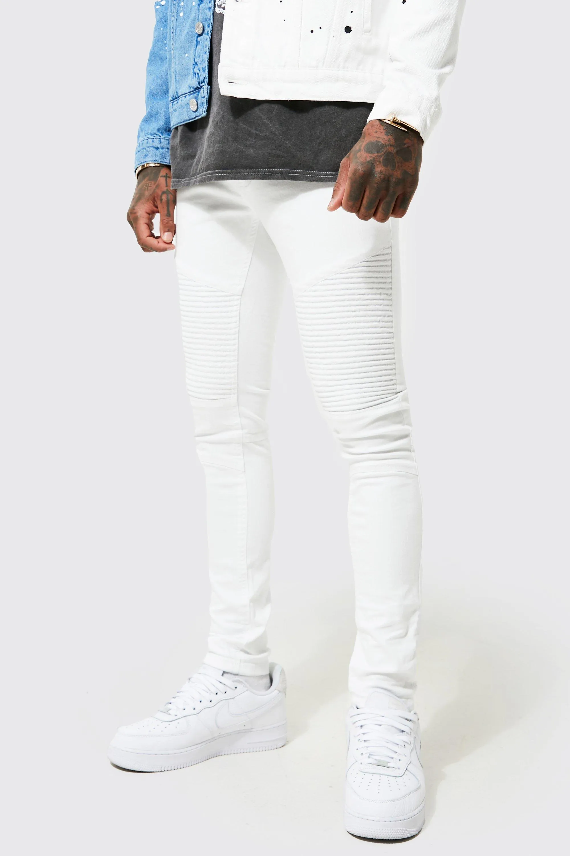 Skinny Fit Biker Jean | boohooMAN UK