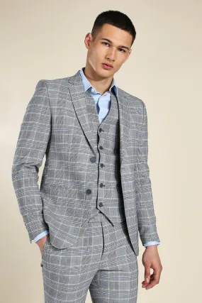 Skinny Grey Check Single Breasted Jacket | boohooMAN UK