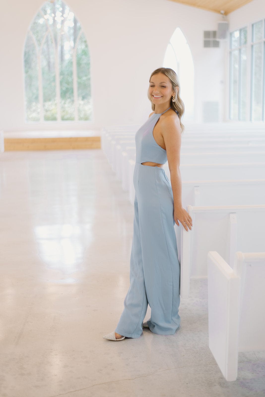 Sky Blue Halter Neck Jumpsuit