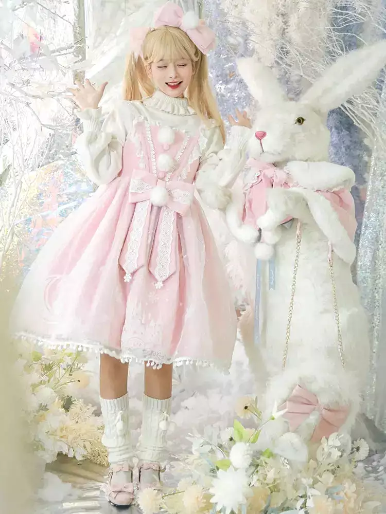 S/M Pink/Blue Kawaii Snow Fluffy Princess Dress and Cloak MK17182