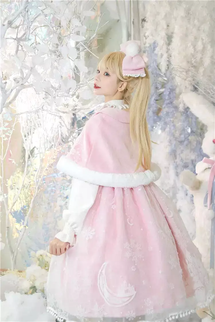 S/M Pink/Blue Kawaii Snow Fluffy Princess Dress and Cloak MK17182