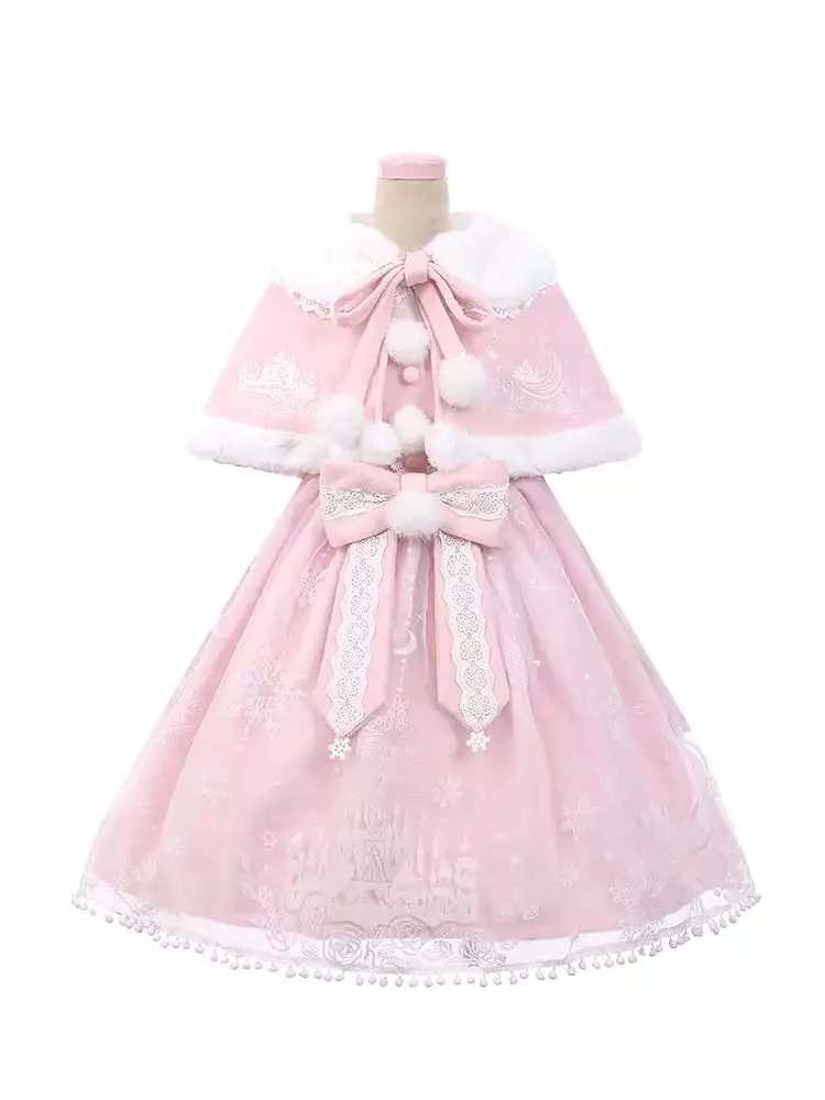 S/M Pink/Blue Kawaii Snow Fluffy Princess Dress and Cloak MK17182