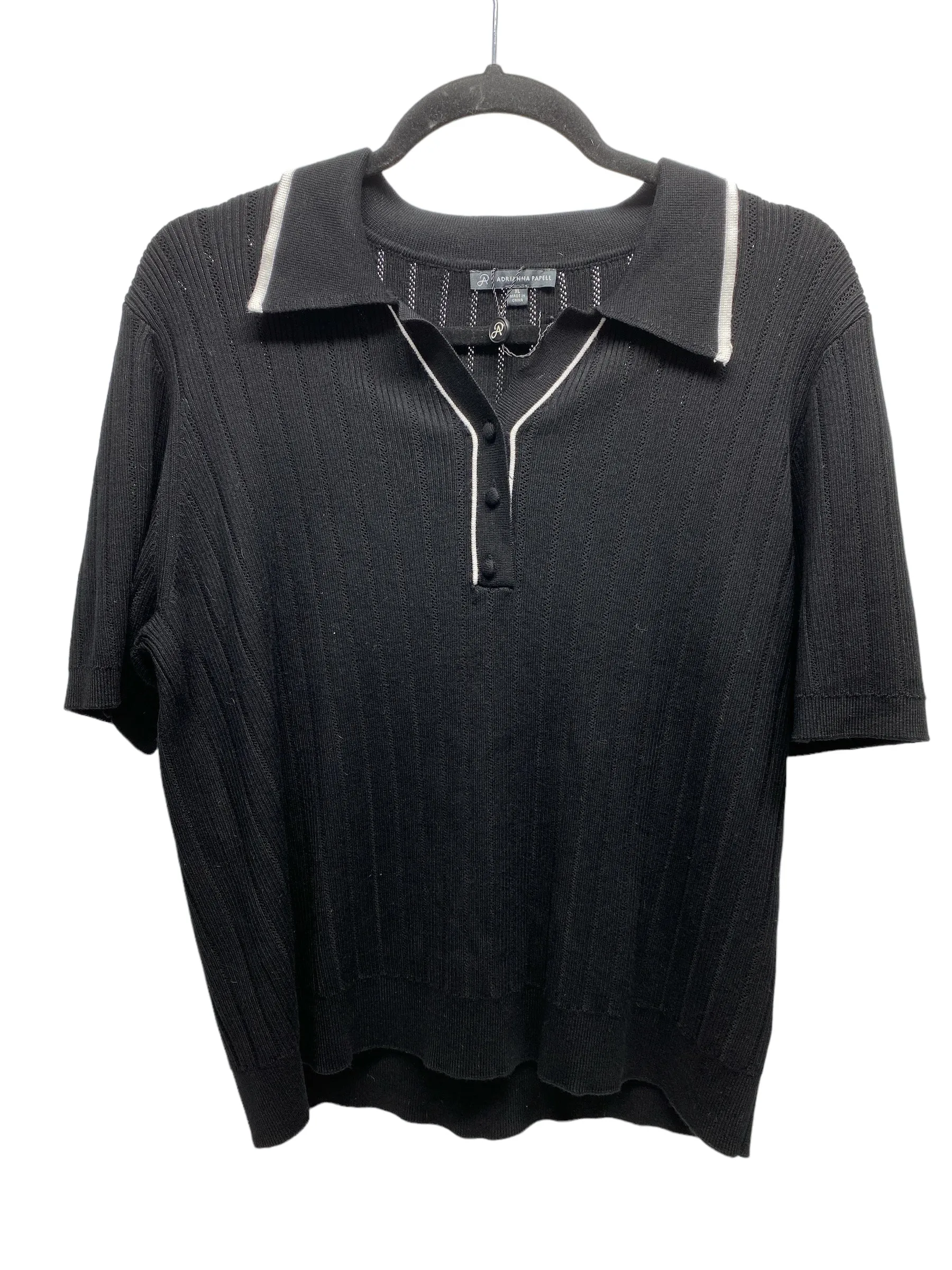 Sweater Short Sleeve By Adrianna Papell In Black, Size: Xl