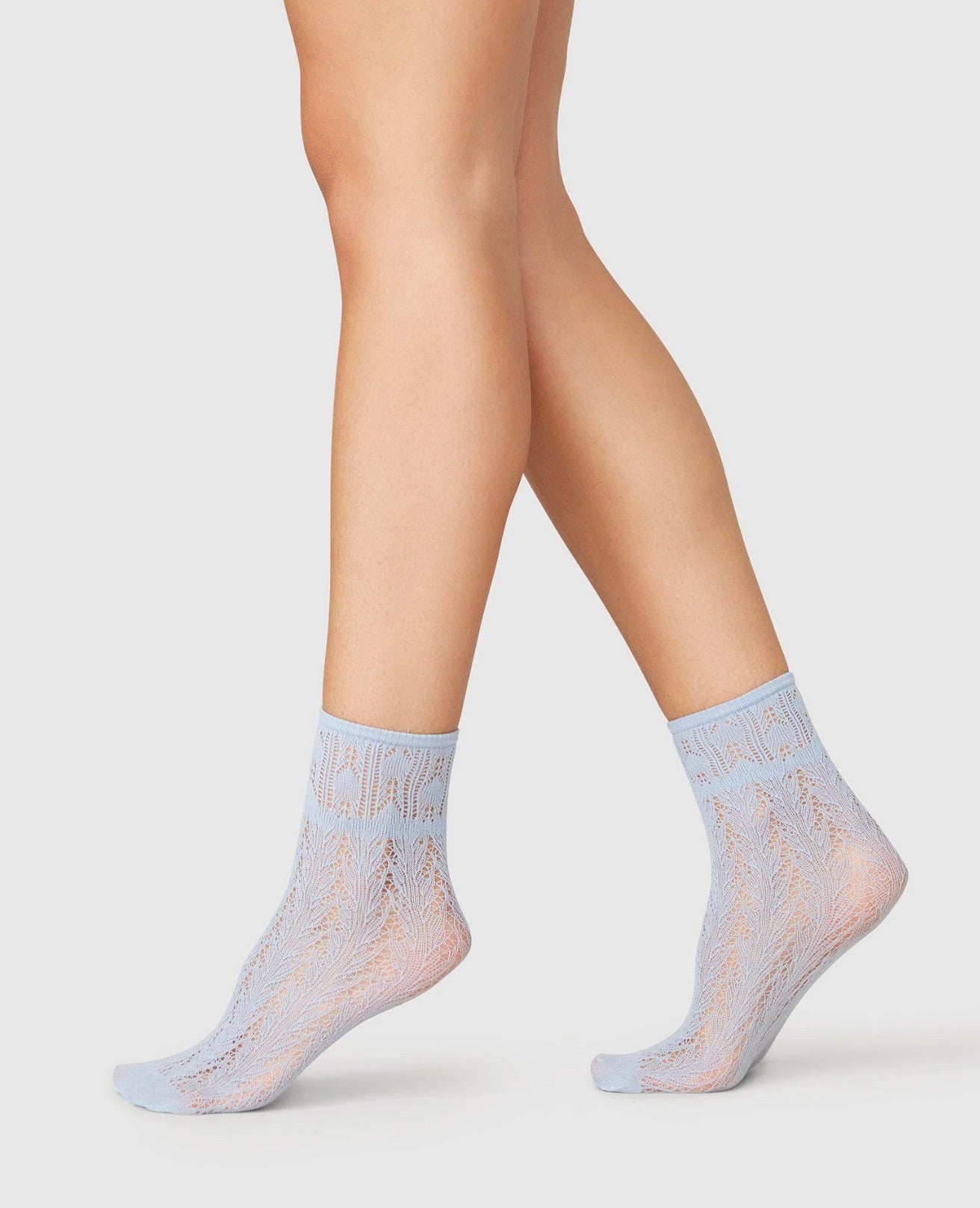 Swedish Stockings Erica Crochet Socks Dusty Blue