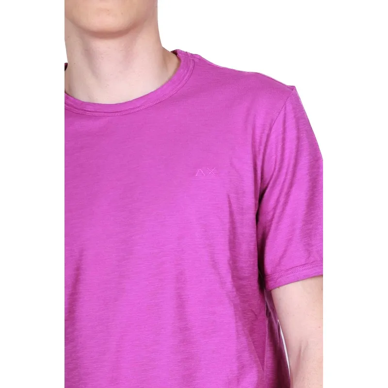 T-SHIRT UOMO MANICHE CORTE IN JERSEY DI COTONE, CICLAMINO