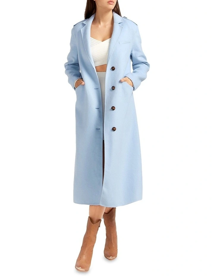 Tainted Love Longline Coat in Blue