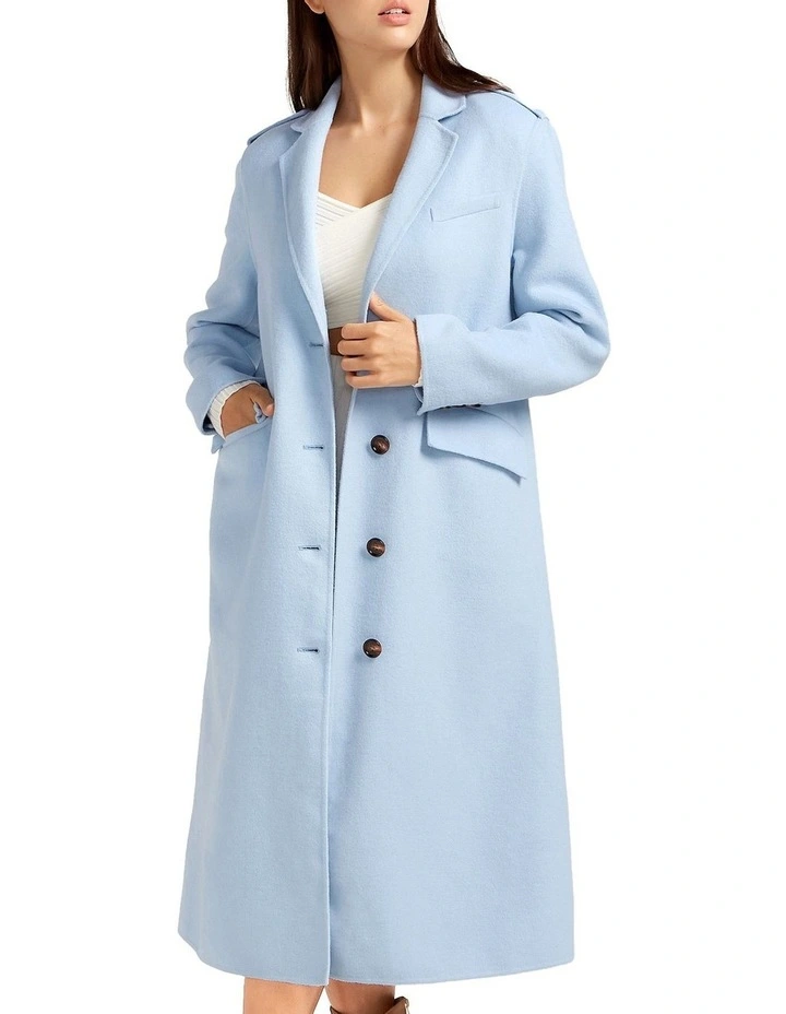 Tainted Love Longline Coat in Blue