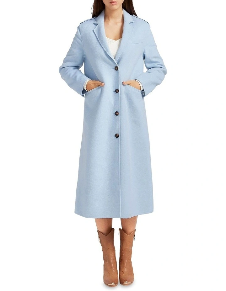 Tainted Love Longline Coat in Blue