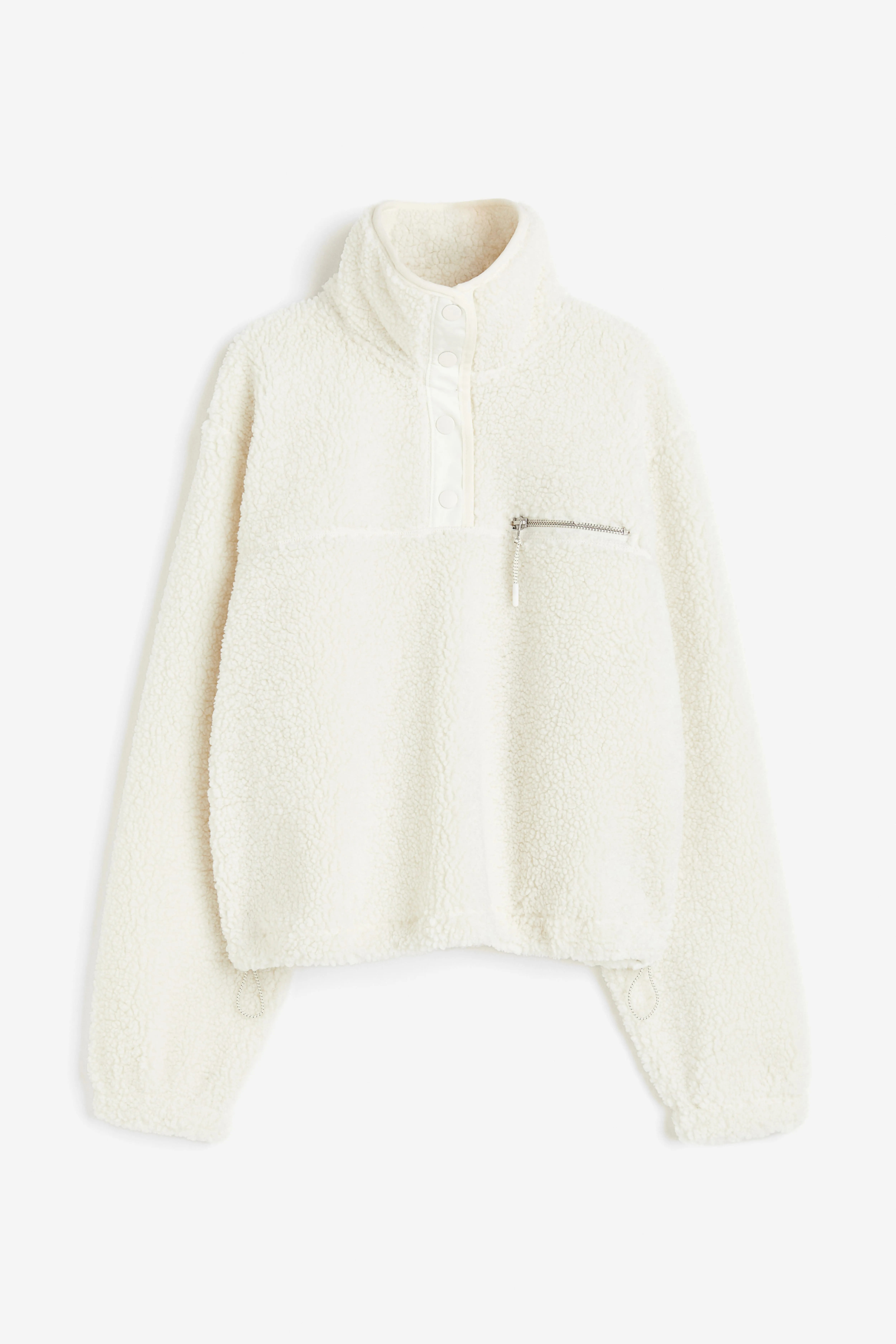 Teddy popover jacket - Long sleeve - Short - White - Ladies | H&M GB