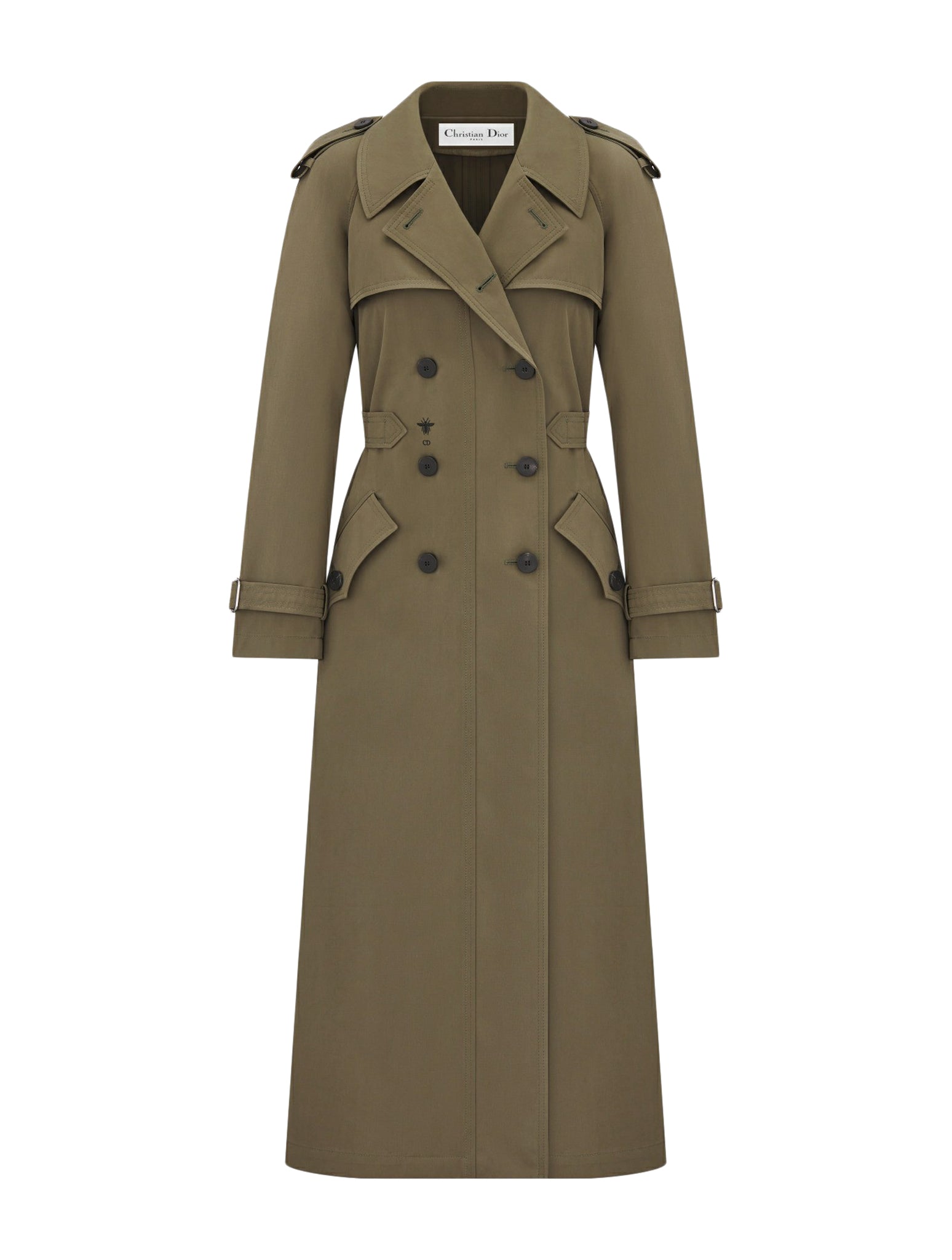 Trench coat in khaki cotton gabardine