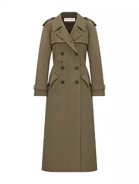 Trench coat in khaki cotton gabardine