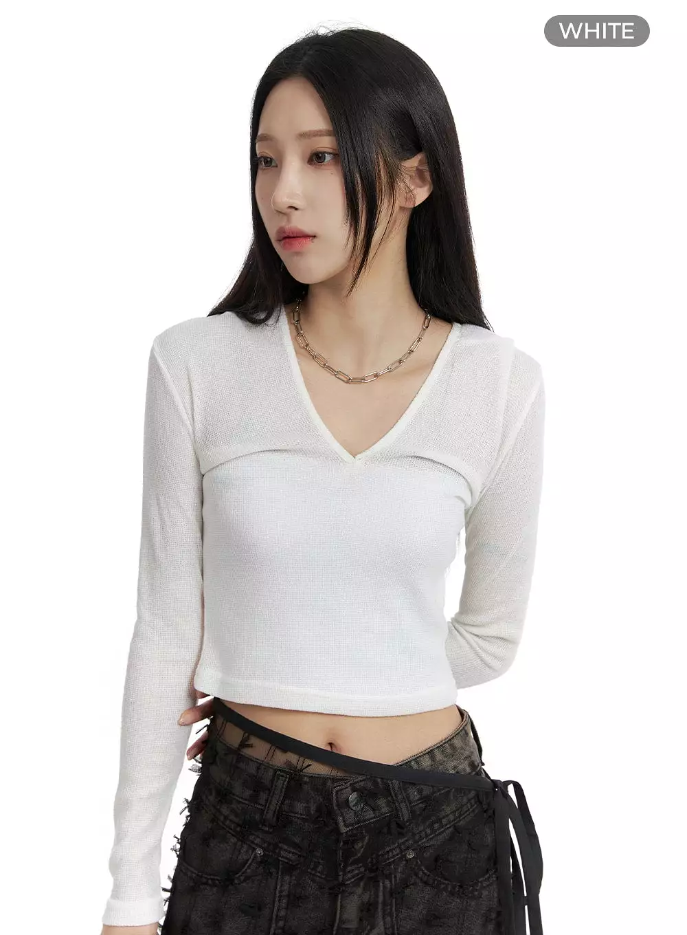 V-Neck Hooded Crop Top CF429