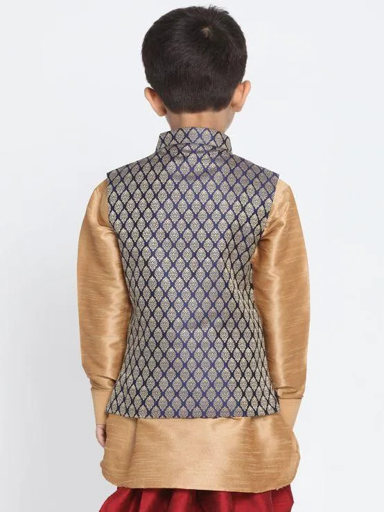 VASTRAMAY Blue Silk Blend Nehru Jacket