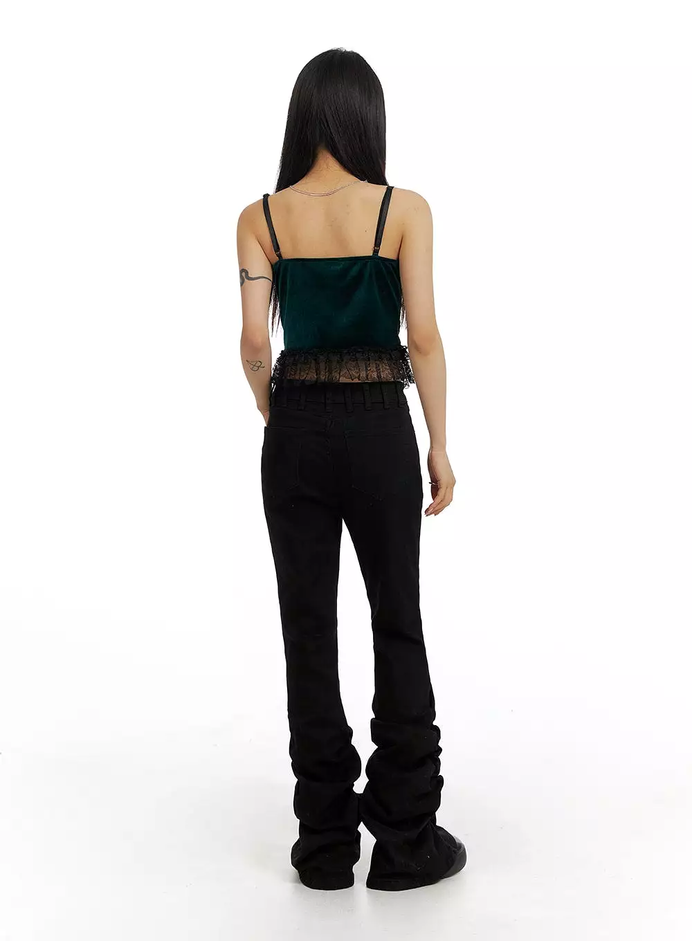 Velvet Lace Crop Sleeveless Top CF429