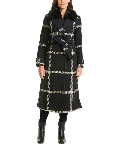 Vince Camuto Womens Wool Blend Long Wrap Coat