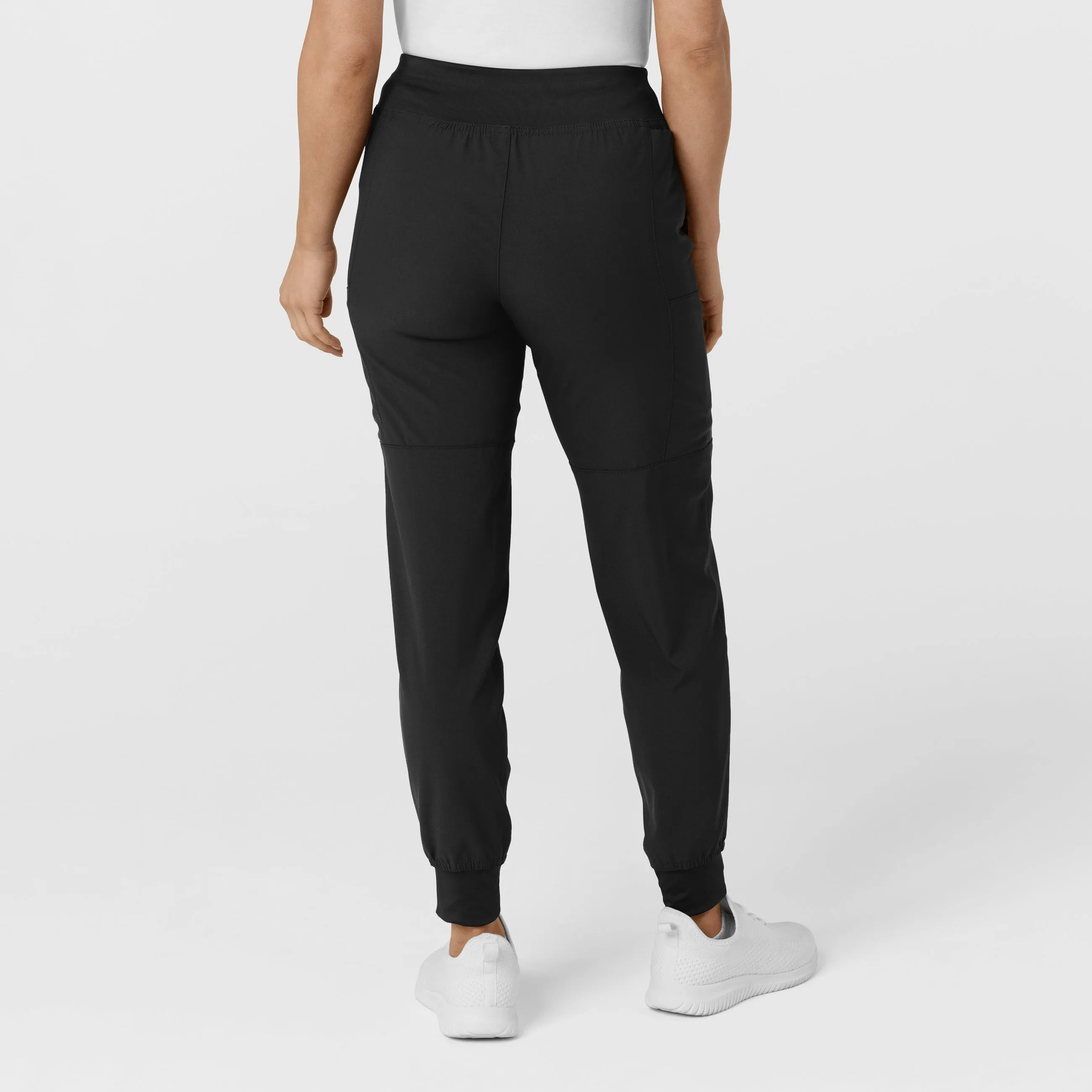 W123 Women's Comfort Waist Cargo Jogger Scrub Pant - Black