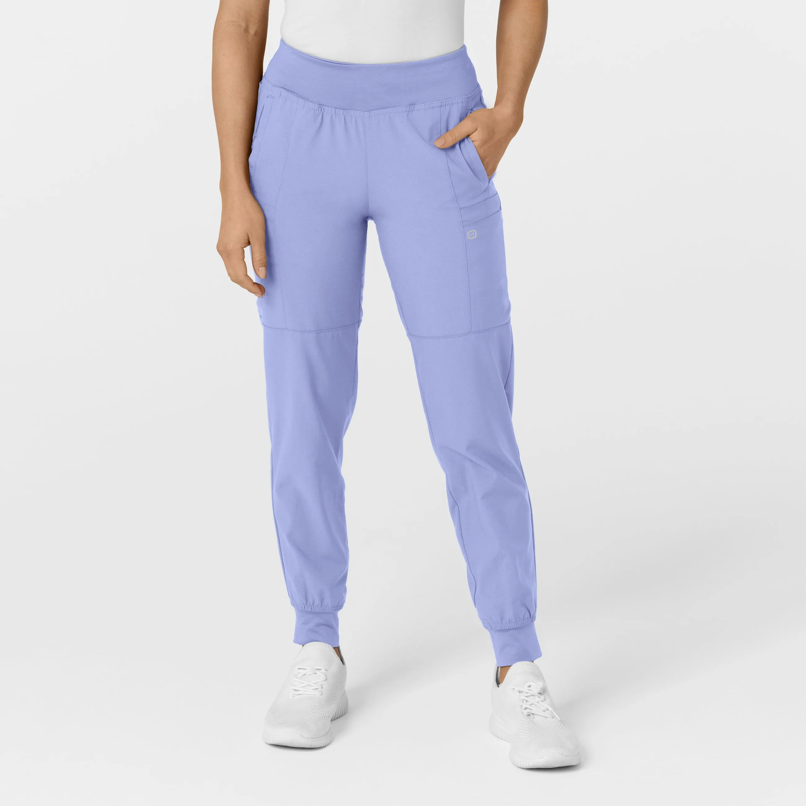 W123 Women's Comfort Waist Cargo Jogger Scrub Pant - Ceil Blue