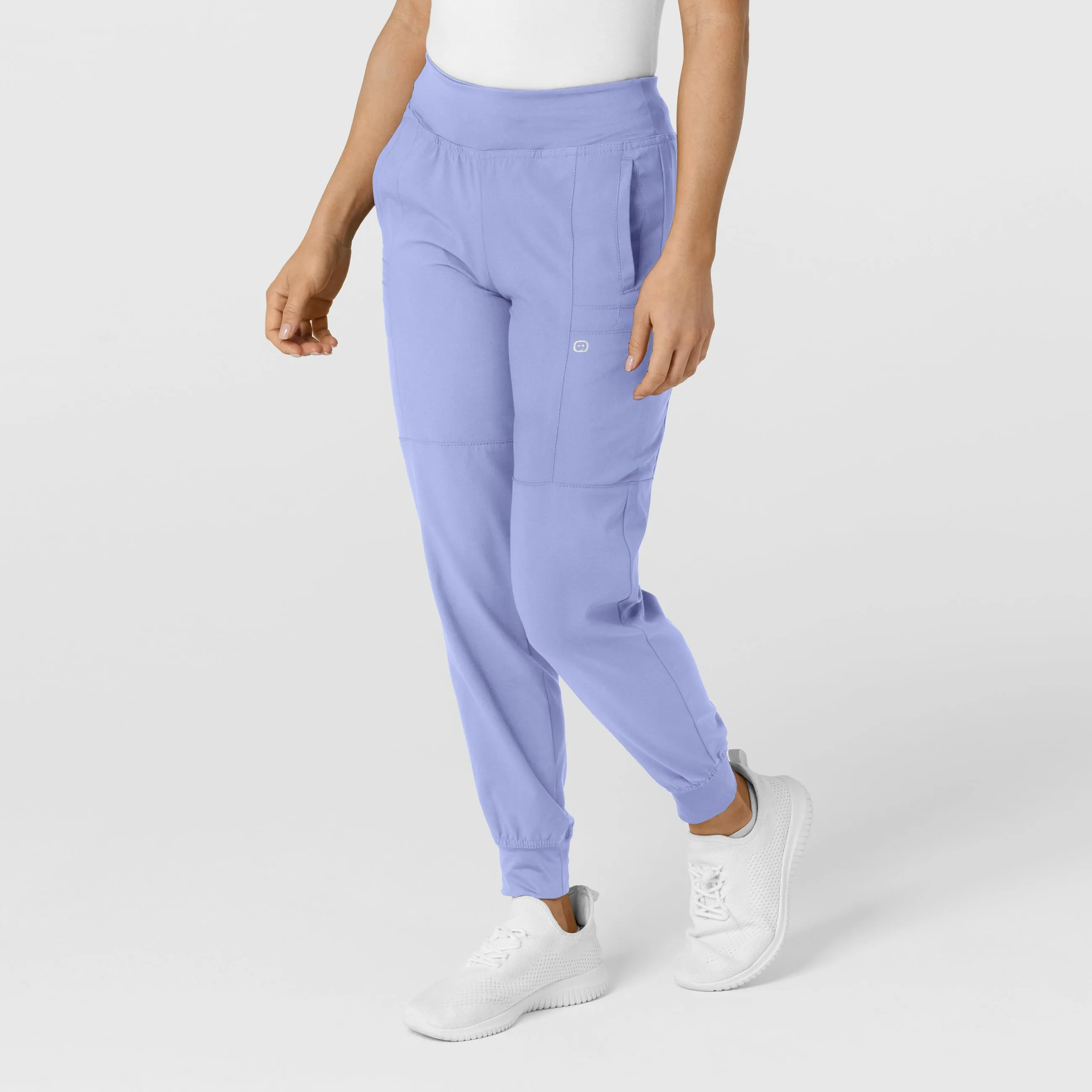 W123 Women's Comfort Waist Cargo Jogger Scrub Pant - Ceil Blue