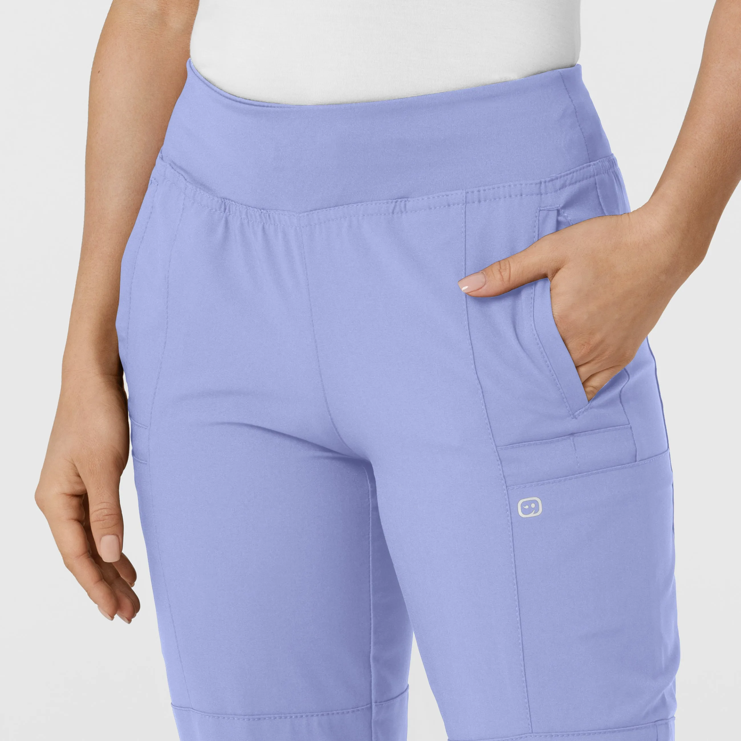 W123 Women's Comfort Waist Cargo Jogger Scrub Pant - Ceil Blue