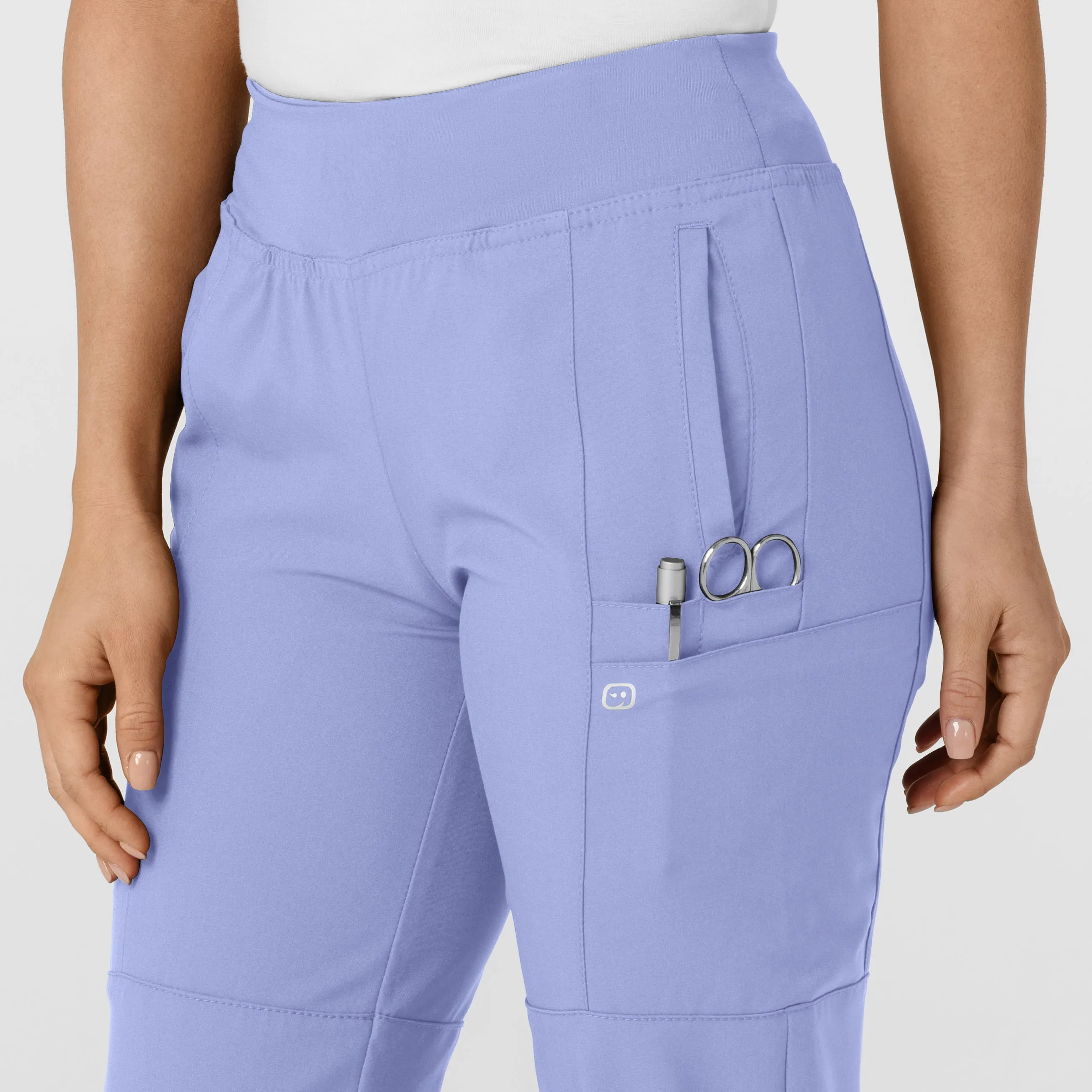 W123 Women's Comfort Waist Cargo Jogger Scrub Pant - Ceil Blue