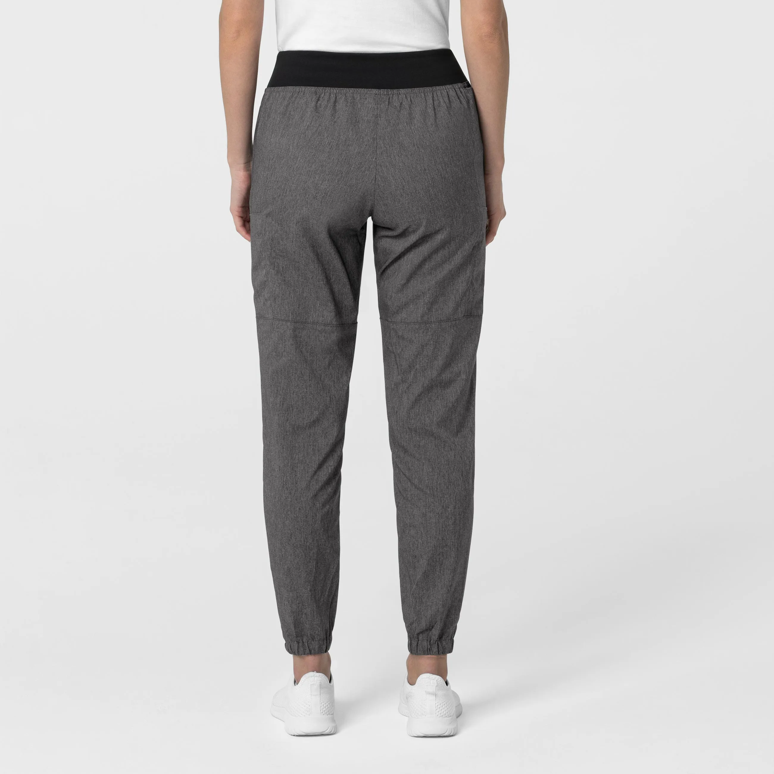 W123 Women's Comfort Waist Cargo Jogger Scrub Pant - Charcoal Heather