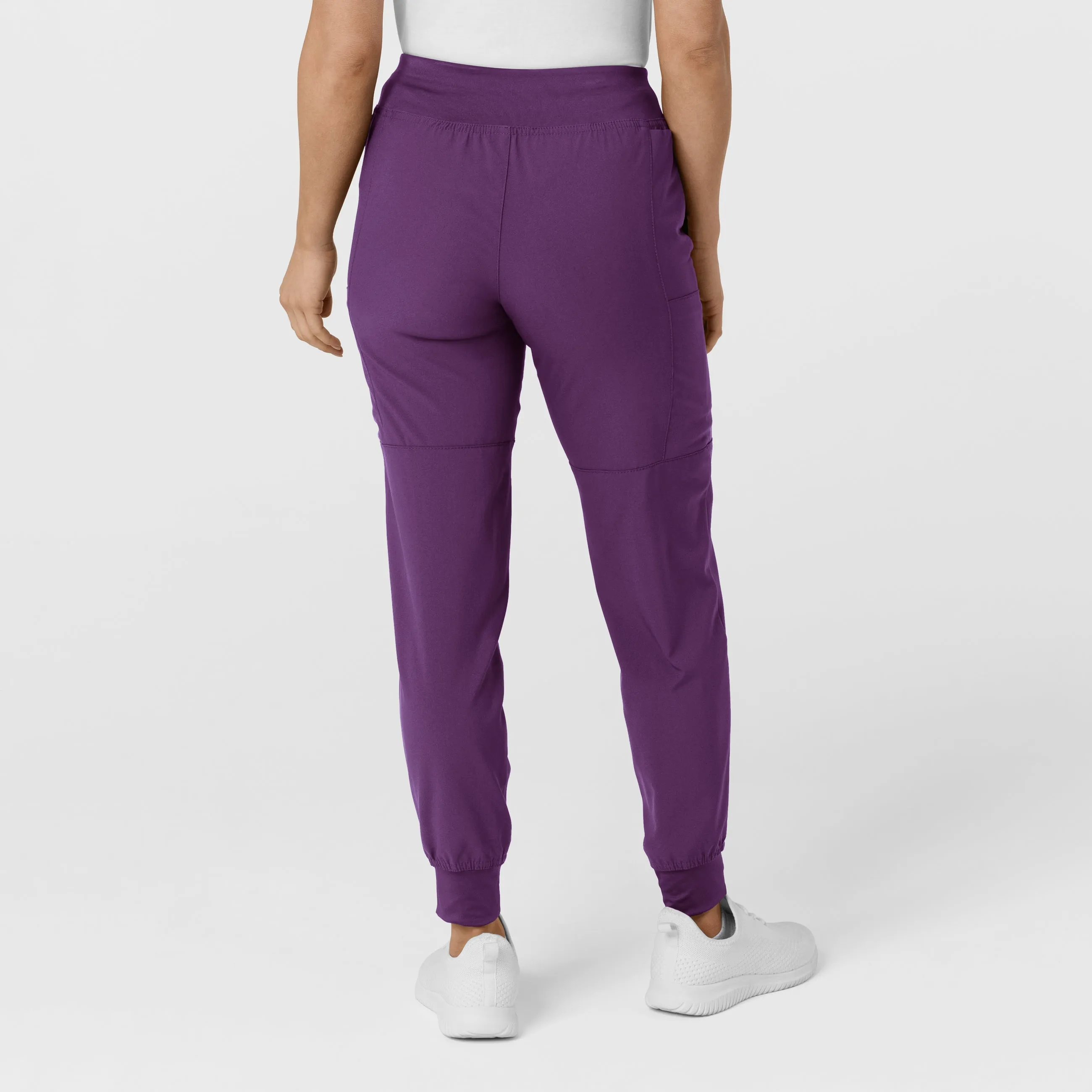 W123 Women's Comfort Waist Cargo Jogger Scrub Pant - Eggplant