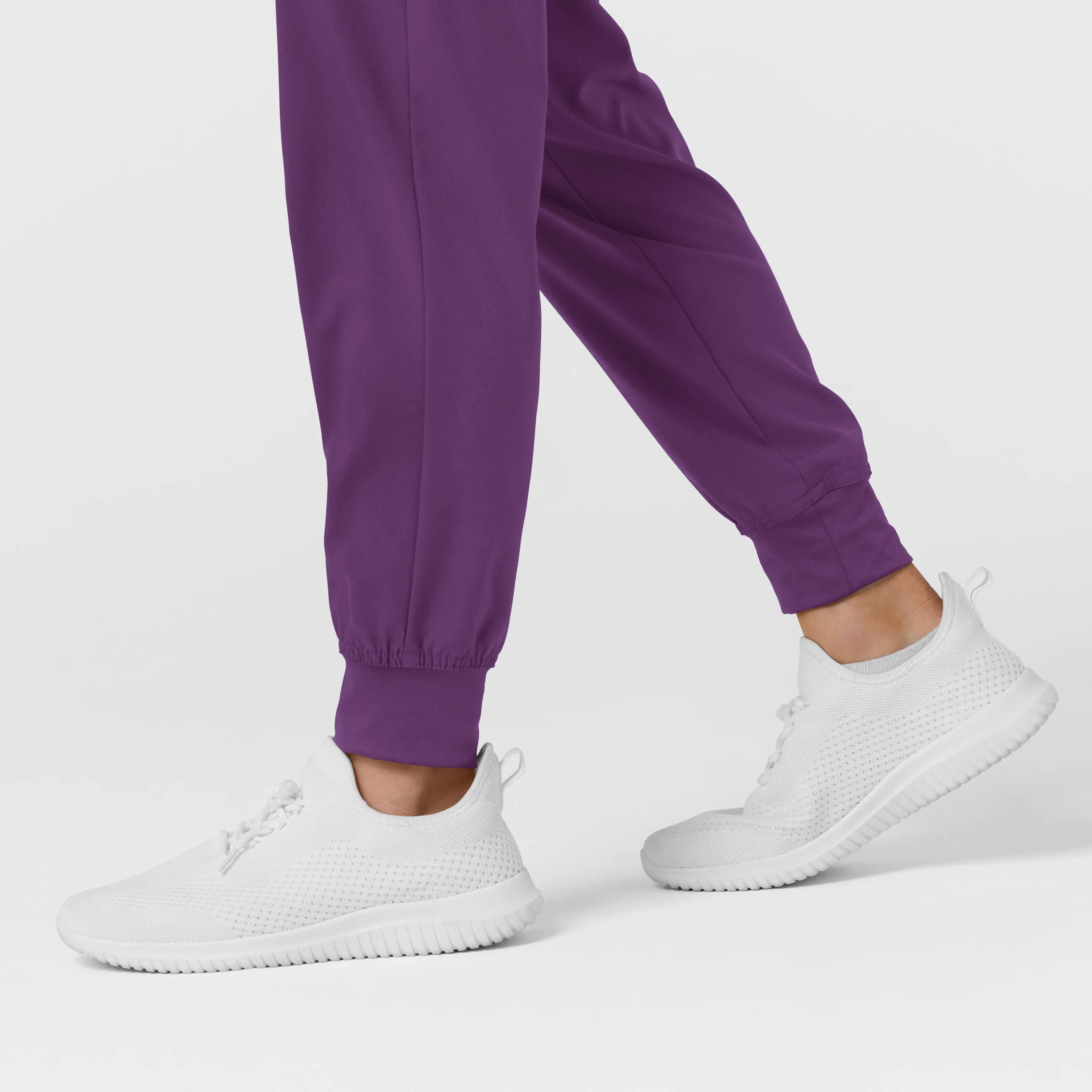 W123 Women's Comfort Waist Cargo Jogger Scrub Pant - Eggplant