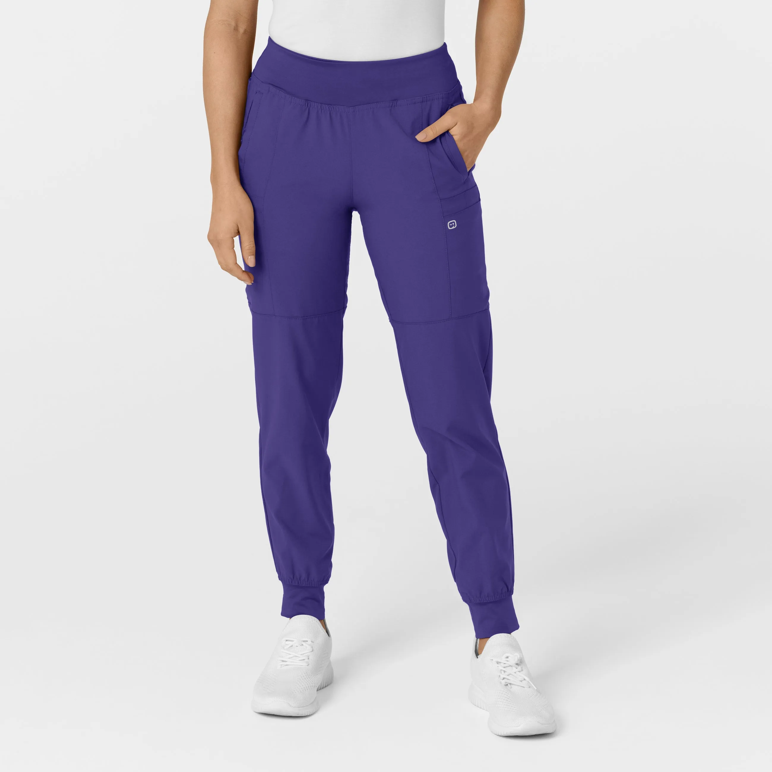 W123 Women's Comfort Waist Cargo Jogger Scrub Pant - Grape