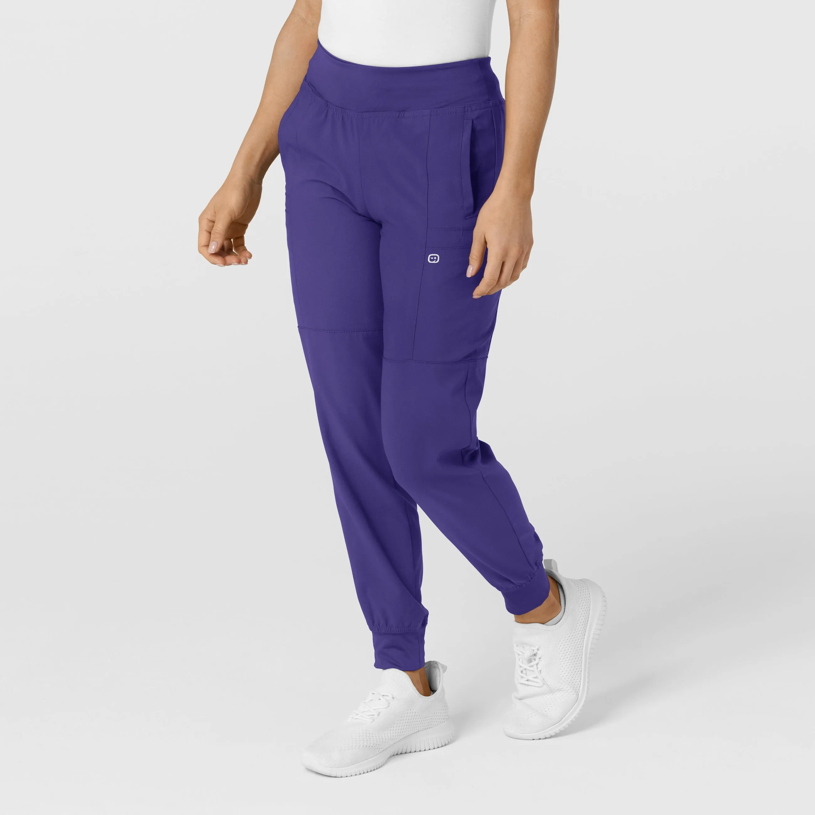 W123 Women's Comfort Waist Cargo Jogger Scrub Pant - Grape