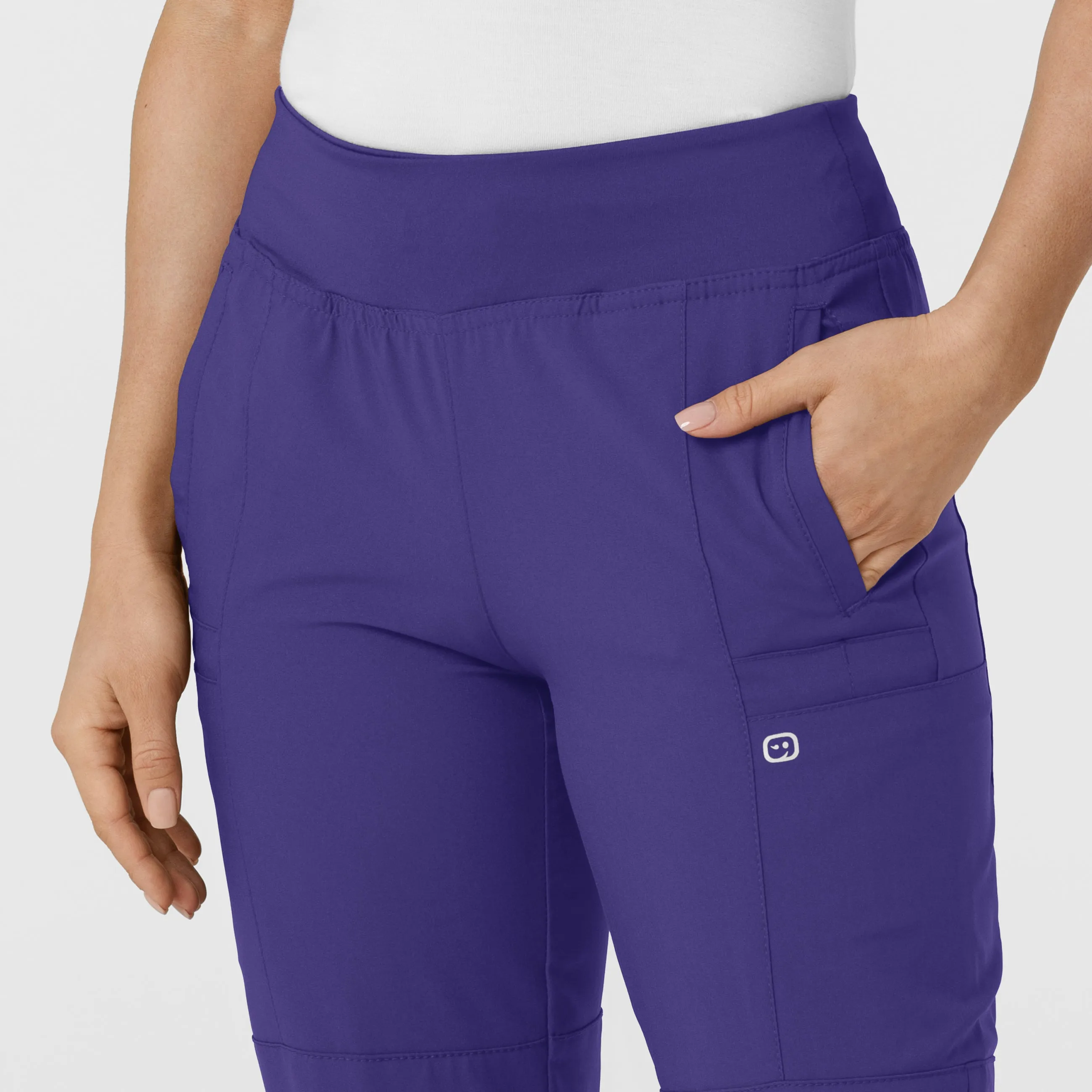 W123 Women's Comfort Waist Cargo Jogger Scrub Pant - Grape