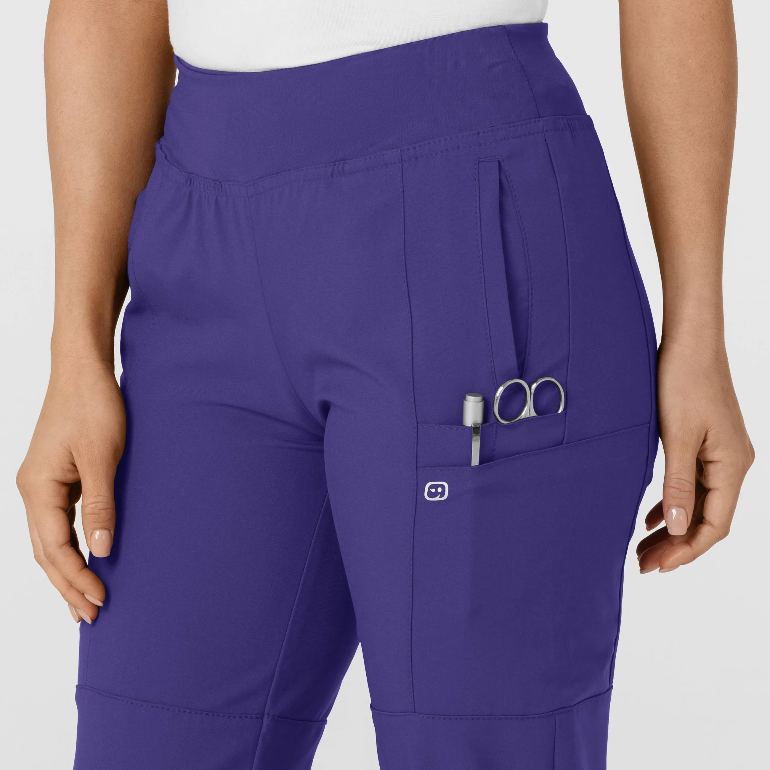 W123 Women's Comfort Waist Cargo Jogger Scrub Pant - Grape