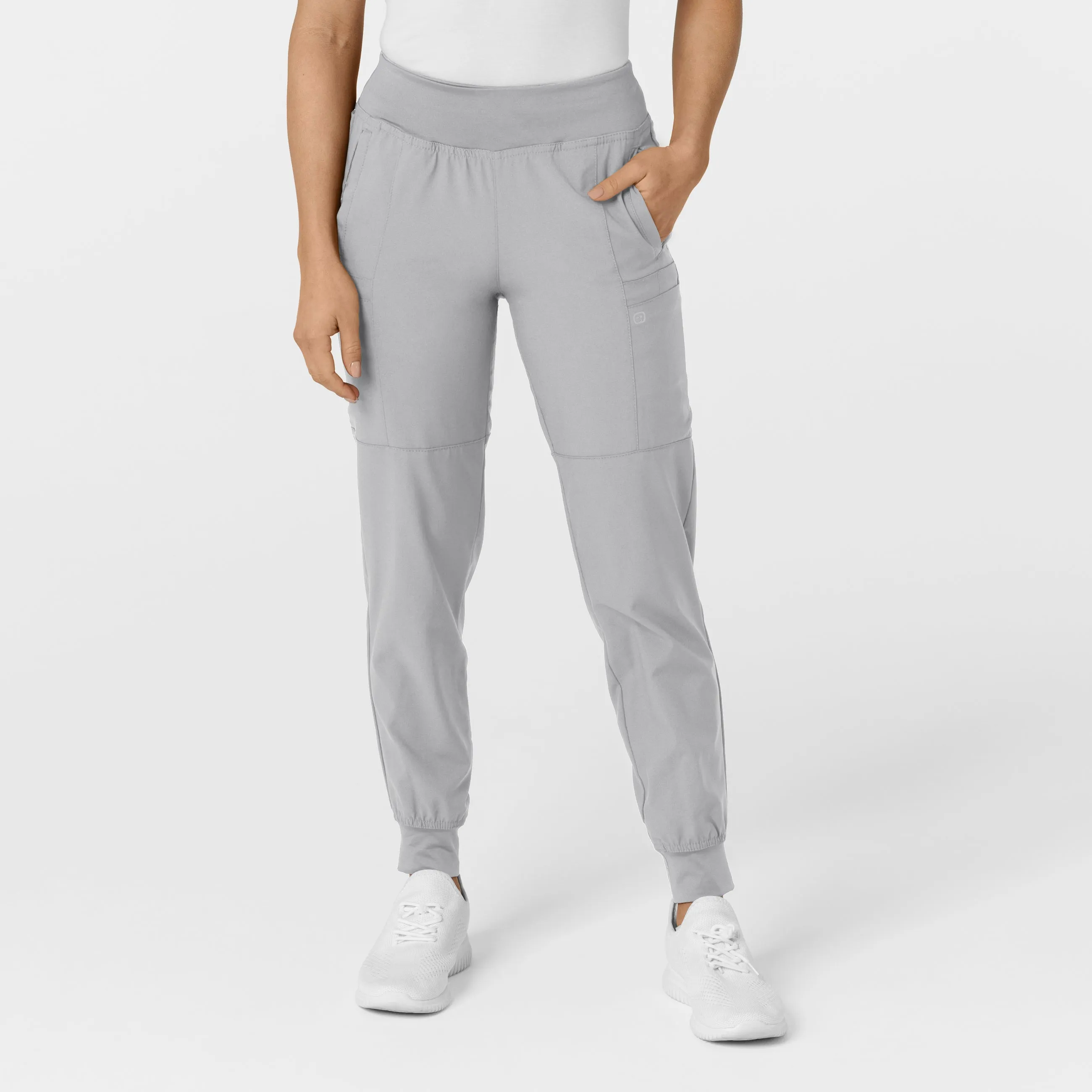 W123 Women's Comfort Waist Cargo Jogger Scrub Pant - Grey