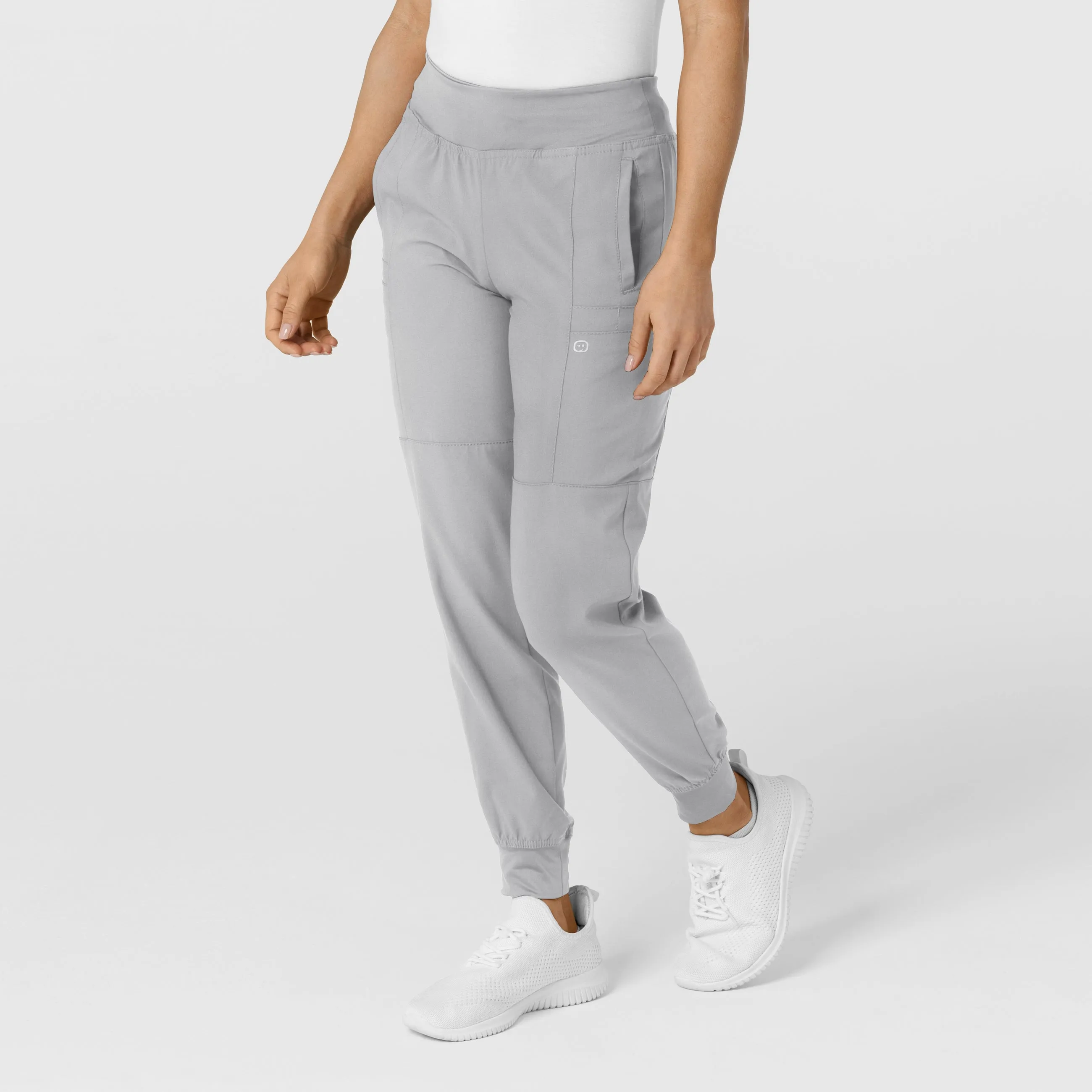 W123 Women's Comfort Waist Cargo Jogger Scrub Pant - Grey