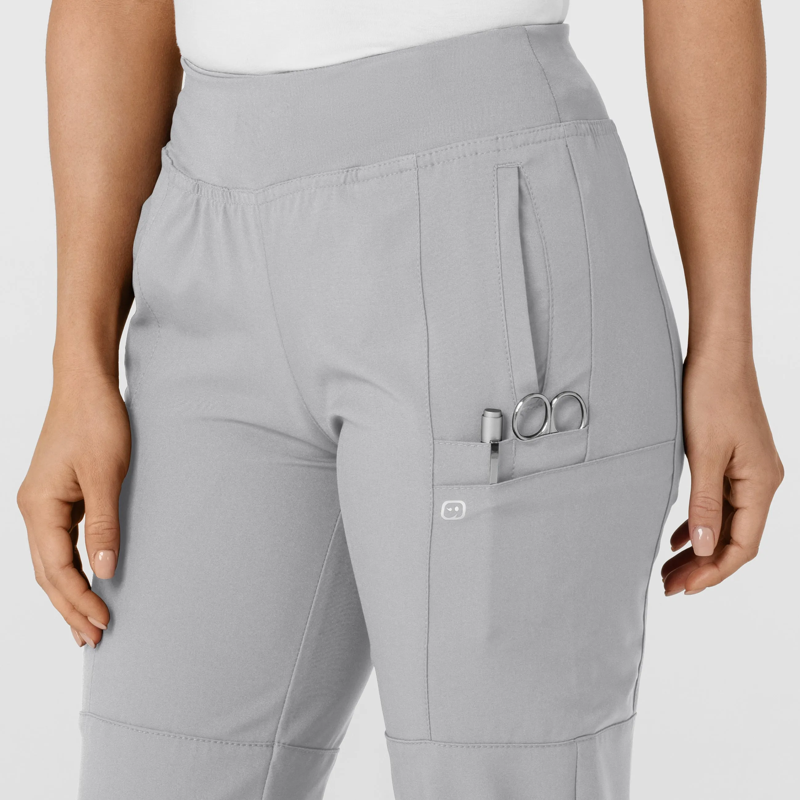 W123 Women's Comfort Waist Cargo Jogger Scrub Pant - Grey