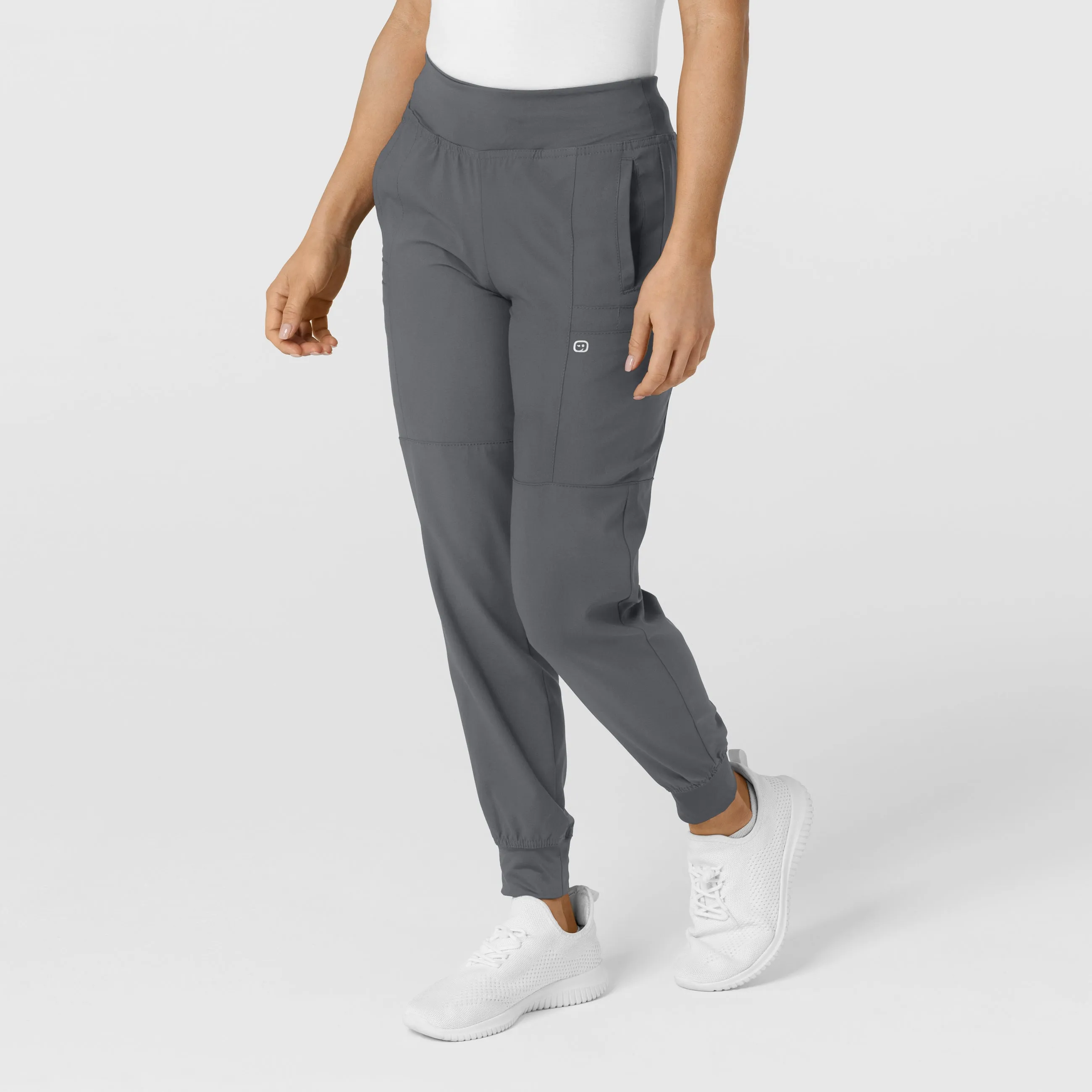 W123 Women's Comfort Waist Cargo Jogger Scrub Pant - Pewter