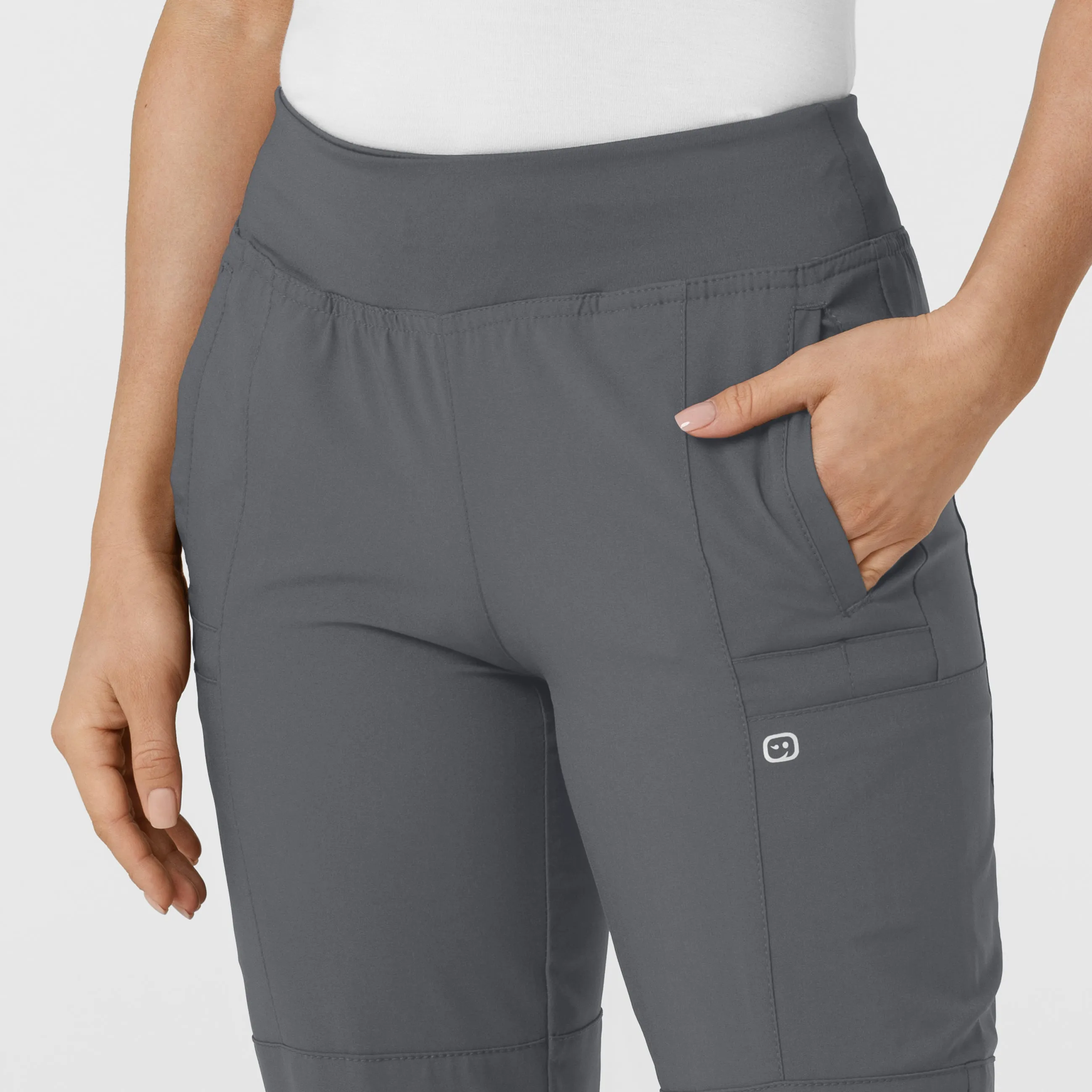 W123 Women's Comfort Waist Cargo Jogger Scrub Pant - Pewter