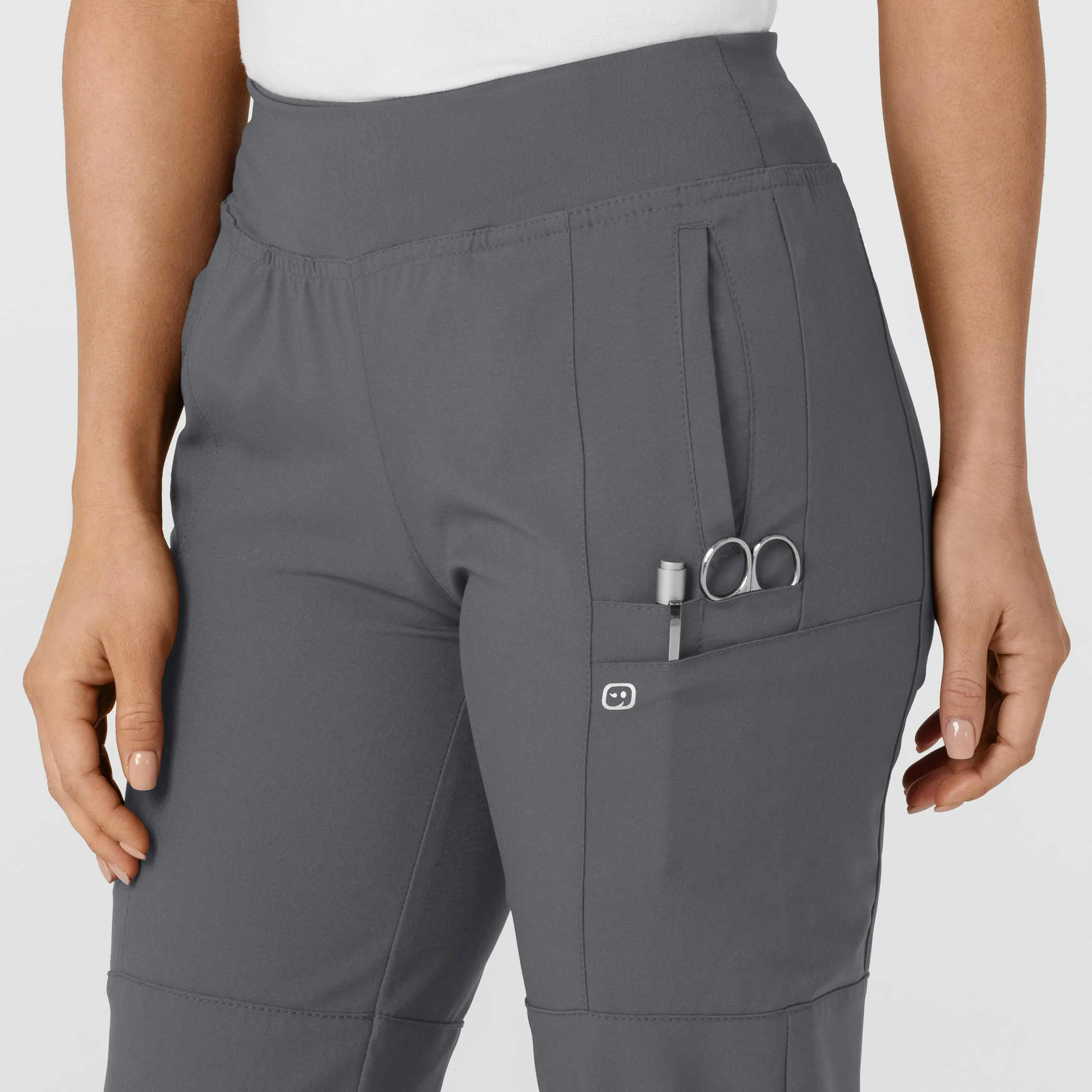 W123 Women's Comfort Waist Cargo Jogger Scrub Pant - Pewter