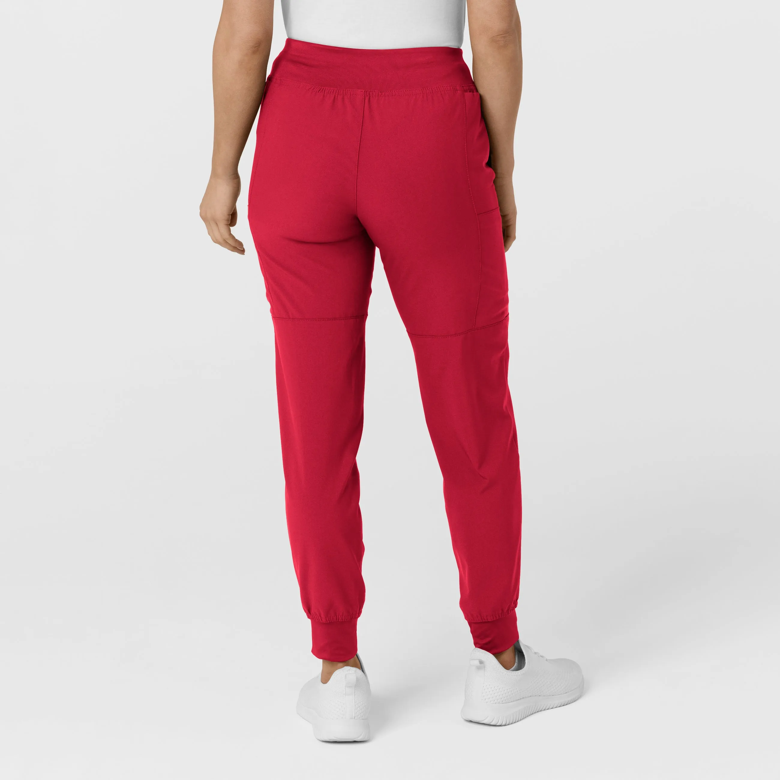 W123 Women's Comfort Waist Cargo Jogger Scrub Pant - Red