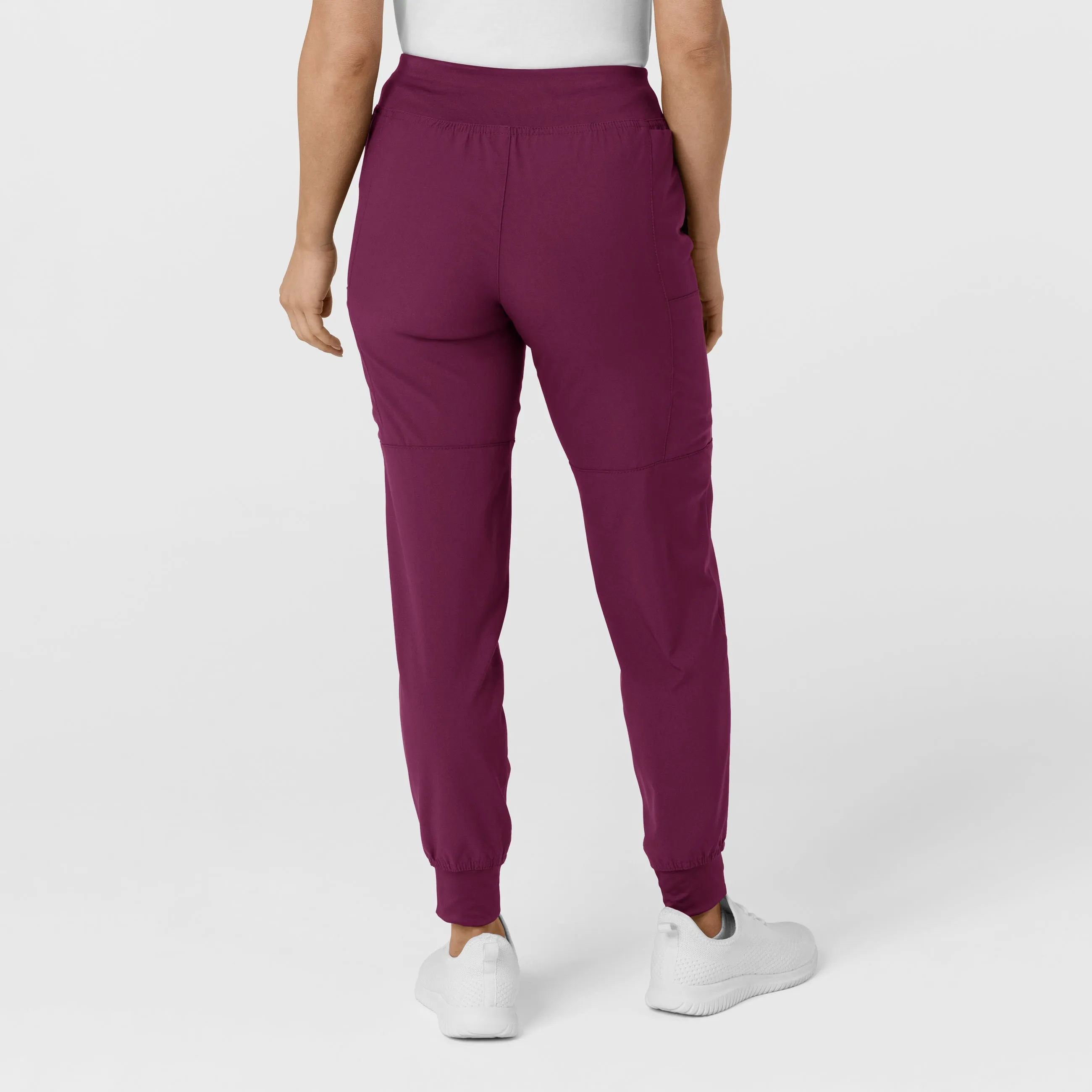 W123 Women's Comfort Waist Cargo Jogger Scrub Pant - Wine