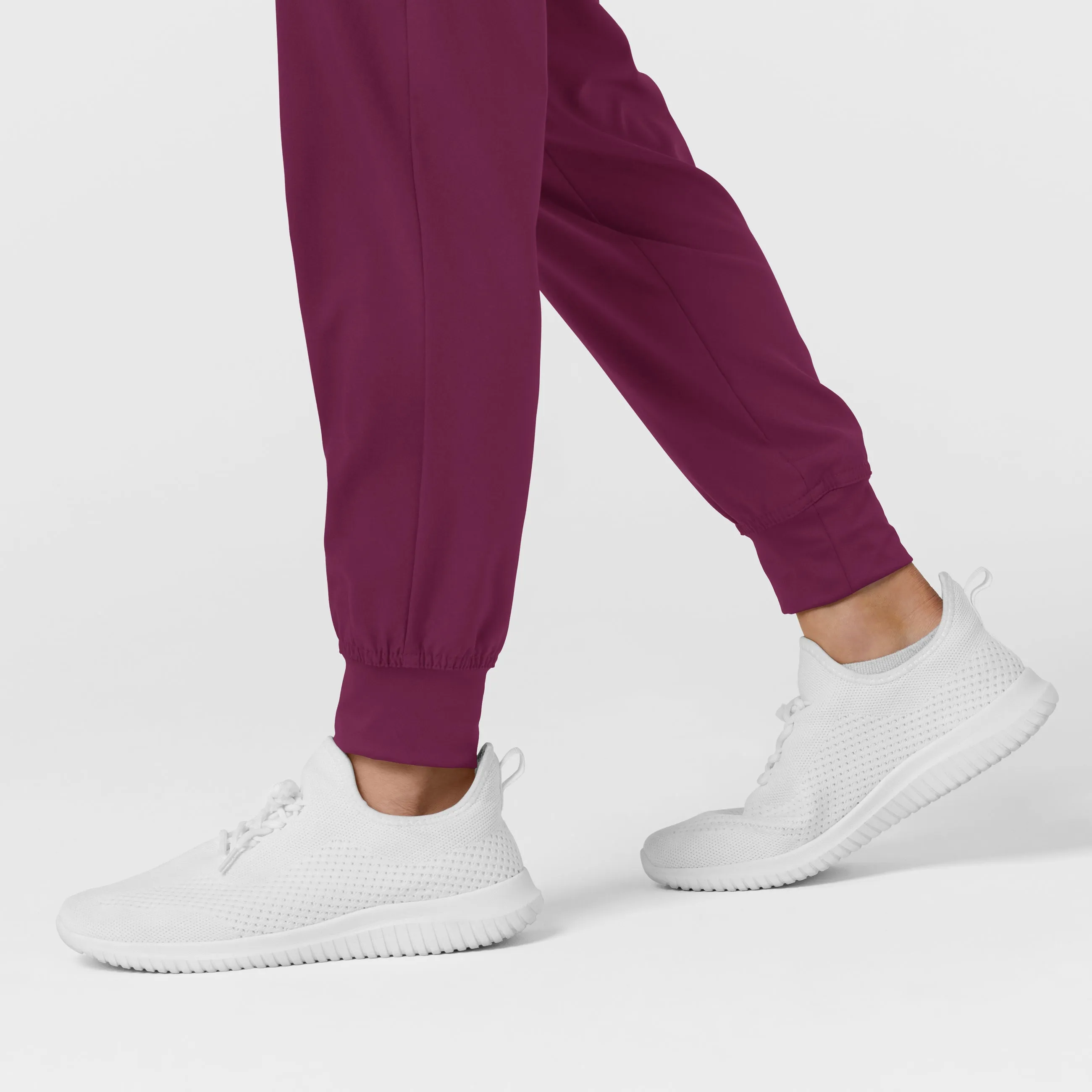 W123 Women's Comfort Waist Cargo Jogger Scrub Pant - Wine