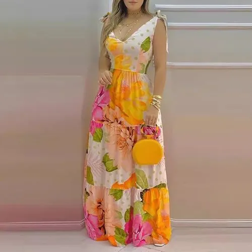 Women's Regular Dress Vacation Shirt Collar Printing Sleeveless Flower Midi Dress Daily Beach