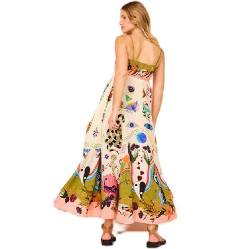 Women's Swing Dress Streetwear Strap Printing Sleeveless Graffiti Midi Dress Holiday Daily