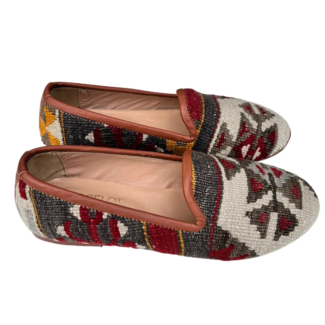 Women's Turkish Kilim Loafer Red & Grey