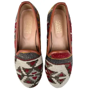 Women's Turkish Kilim Loafer Red & Grey