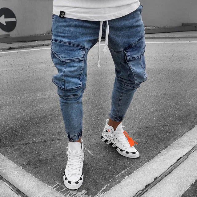 Xituodai Men's Skinny ripped jeans men Pants Pencil Biker Side Striped Jeans Destroyed Hole Hip Hop Slim Fit Man Stretchy Jean P